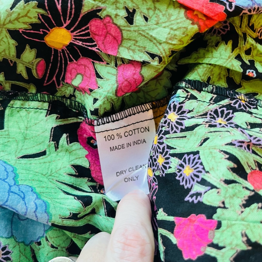 Mille Tropical Smocked Midi Dress with Ruffle Sleeves - Green Floral - Picture 8 of 8